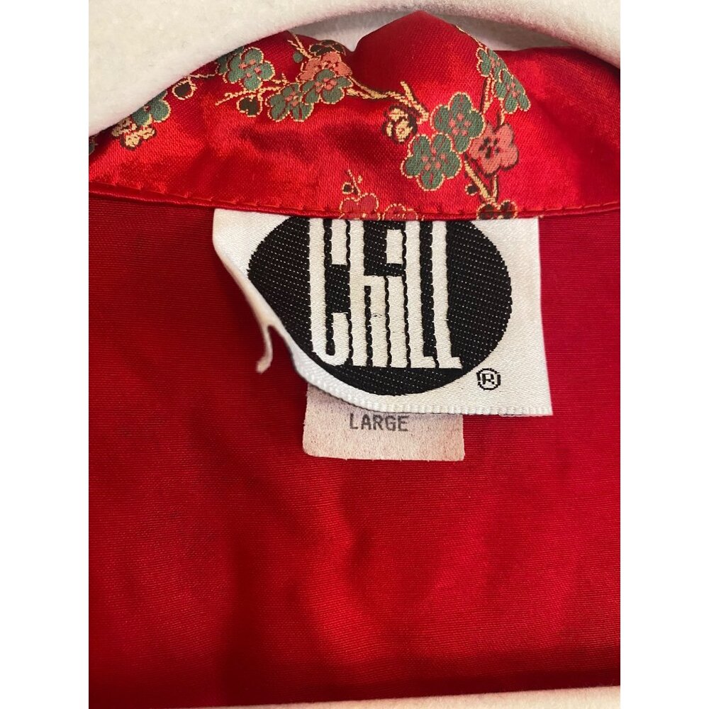 Vintage Red Satin Asian-inspired Floral Print Jacket Women’s L - Picture 4 of 5